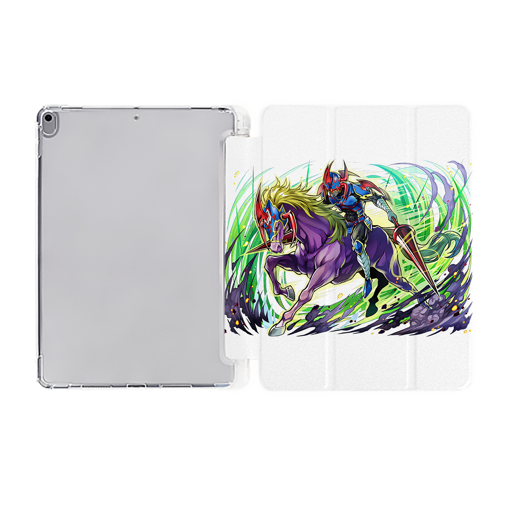（画像用） 遊☆戯☆王 Yu-Gi-Oh! IPad ケース ペン収納付き 三つ折りスタンド PUレザー×シリコン 対応機種9.5/10.5/10.9インチ